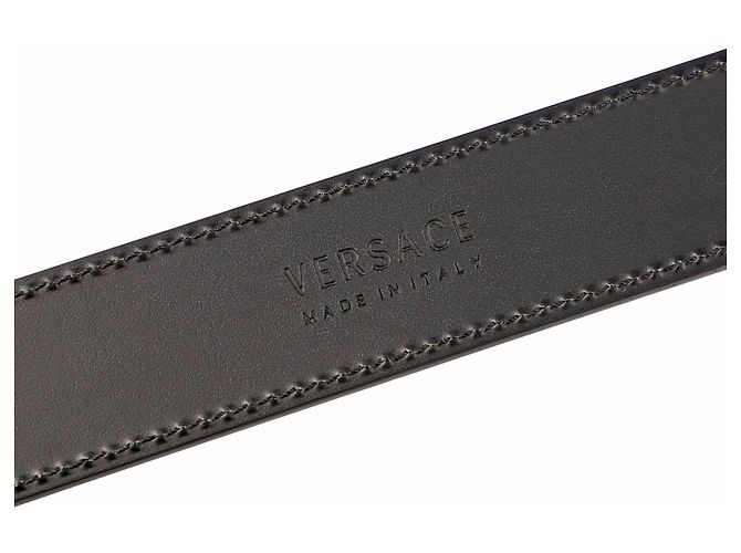 Cintura da uomo in pelle liscia Versace nera con chiusura con Medusa - vista 4