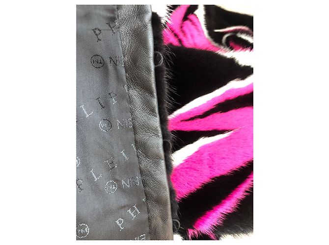 Philipp Plein Abrigo de visón Thunder negro rosa blanco Multicolor - vista 10