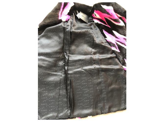 Philipp Plein Abrigo de visón Thunder negro rosa blanco Multicolor - vista 4