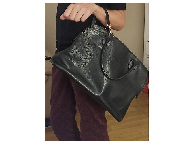 Borsa a mano Longchamp in pelle martellata nera Nero - vista 3
