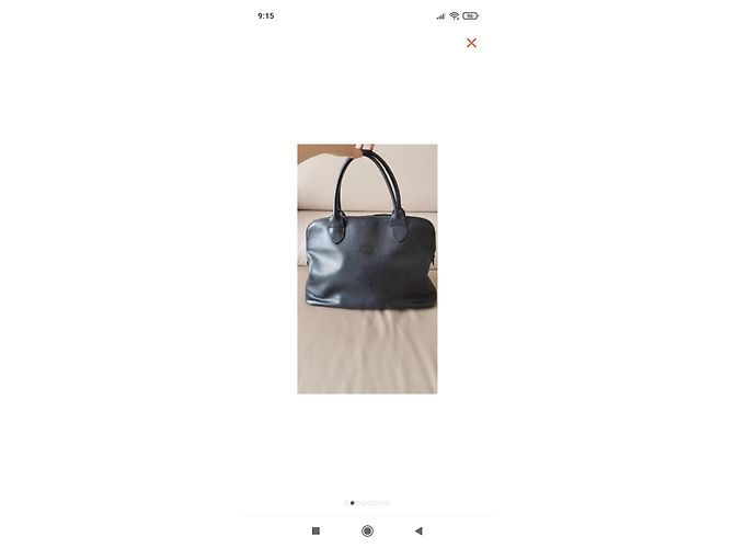 Borsa a mano Longchamp in pelle martellata nera Nero - vista 6