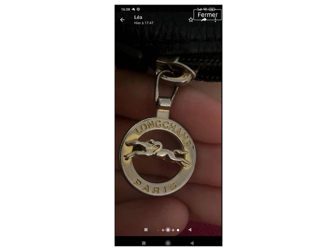 Borsa a mano Longchamp in pelle martellata nera Nero - vista 7