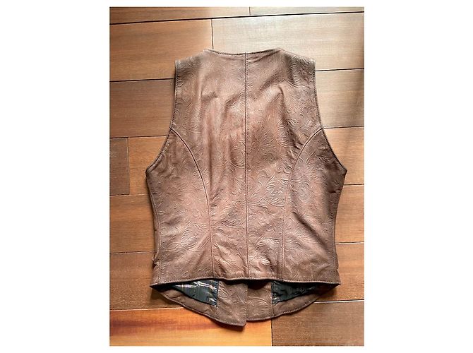 Christian Lacroix Lederweste aus geprägtem Leder braun - Ansicht 2