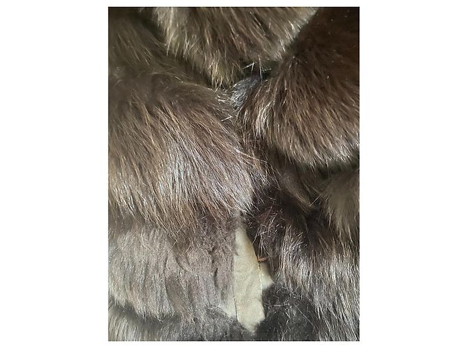 Autre Marque Furs by Natalia Abrigo de piel de zorro marrón Marrón oscuro - vista 4