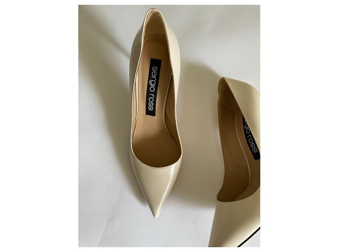 Décolleté Sergio Rossi Godiva Crema Vernice 39.5 - vista 4