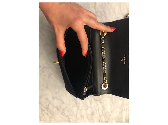 Borsa a mano Chanel in tessuto nero - vista 12