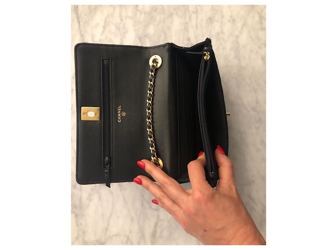 Borsa a mano Chanel in tessuto nero - vista 13