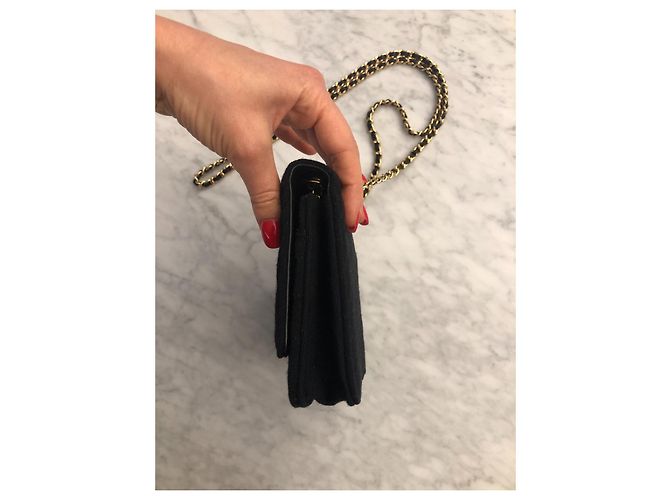 Borsa a mano Chanel in tessuto nero - vista 5