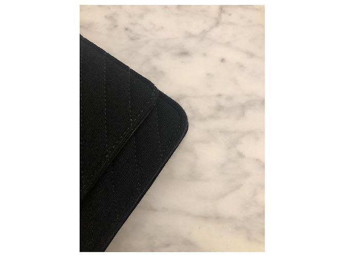 Borsa a mano Chanel in tessuto nero - vista 6