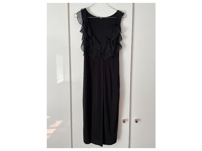 Vestido preto Elie Tahari de viscose com babados - vista 3