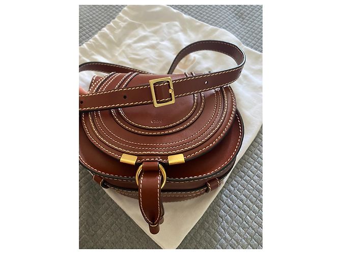 Chloé Marcie Borsa a mano in pelle Cognac - vista 3