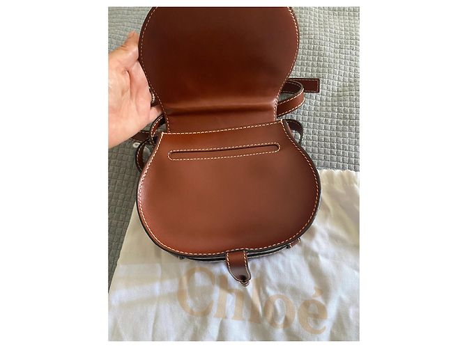 Chloé Marcie Borsa a mano in pelle Cognac - vista 5