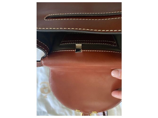 Chloé Marcie Borsa a mano in pelle Cognac - vista 7
