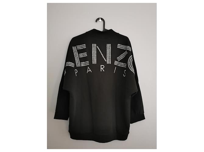 Schwarzes Sweatshirt mit gesticktem KENZO-Logo Silber Golden - Ansicht 10