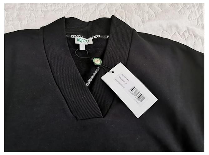 Schwarzes Sweatshirt mit gesticktem KENZO-Logo Silber Golden - Ansicht 3