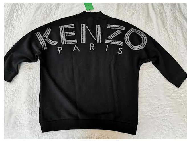 Schwarzes Sweatshirt mit gesticktem KENZO-Logo Silber Golden - Ansicht 6