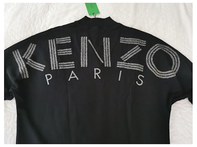 Schwarzes Sweatshirt mit gesticktem KENZO-Logo Silber Golden - Ansicht 7