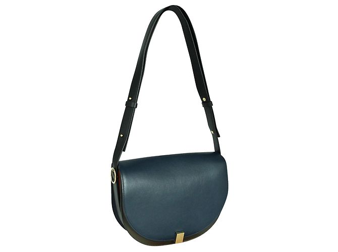 Victoria Beckham Borsa a tracolla scatola mezza luna blu navy - vista 2
