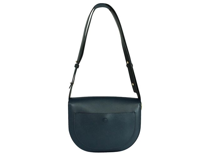 Victoria Beckham Borsa a tracolla scatola mezza luna blu navy - vista 3
