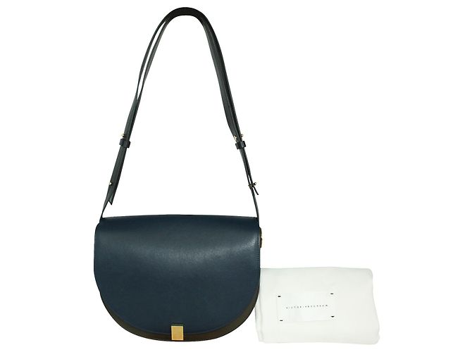 Victoria Beckham Borsa a tracolla scatola mezza luna blu navy - vista 7