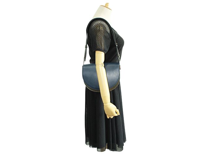 Victoria Beckham Borsa a tracolla scatola mezza luna blu navy - vista 8