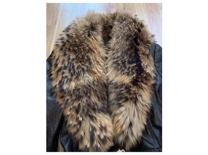 Roberto Cavalli Leather jacket with fox fur collar Black - view 4