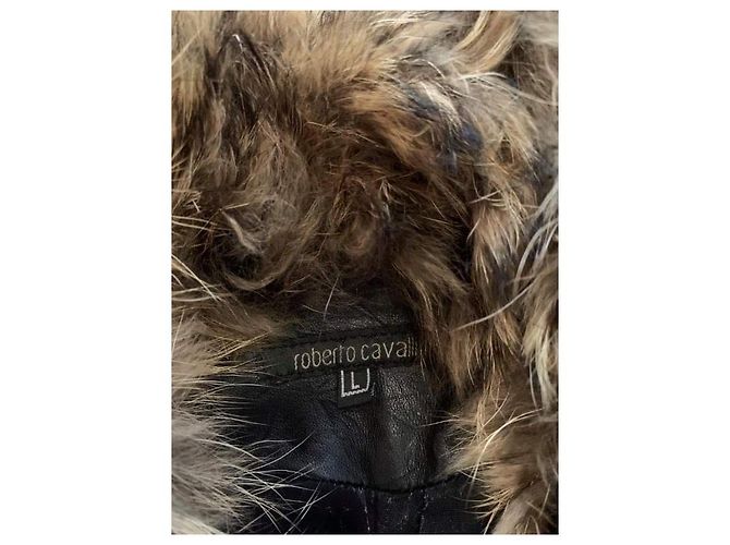 Roberto Cavalli Leather jacket with fox fur collar Black - view 5