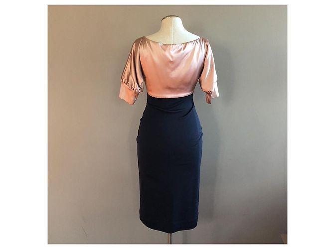Diane Von Furstenberg Abito DvF vintage Kitt in seta e lana Nero Carne - vista 2