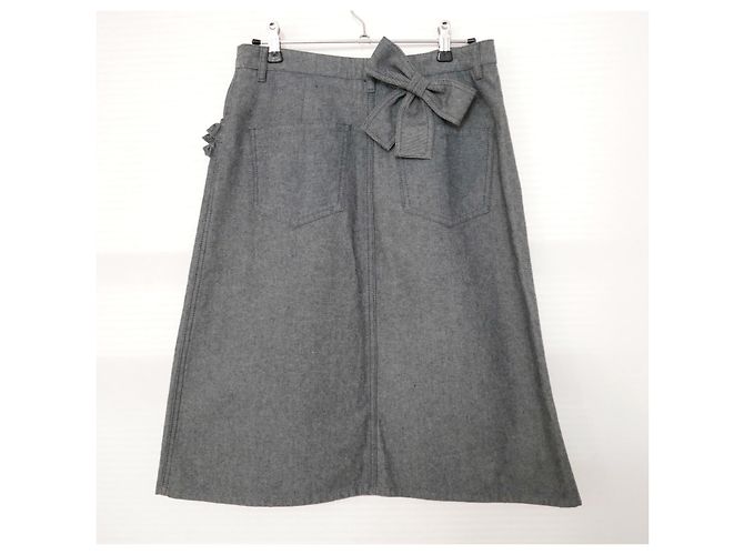 Cruzeiro Chanel 2002 Saia jeans com babado e arco - vista 2