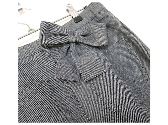 Cruzeiro Chanel 2002 Saia jeans com babado e arco - vista 3
