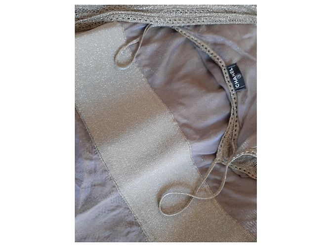 Chanel grey lace effect stole scarf Silvery Bronze - view 10