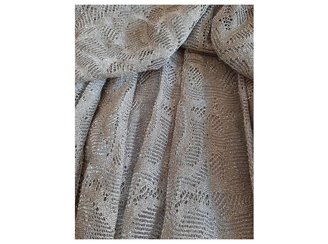 Chanel grey lace effect stole scarf Silvery Bronze - view 11