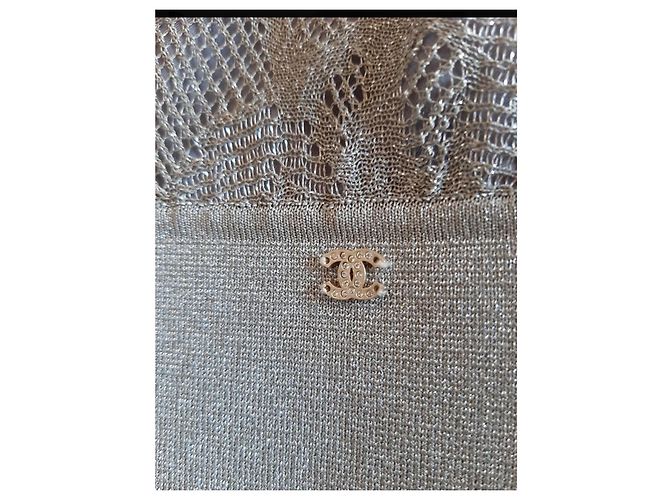 Chanel grey lace effect stole scarf Silvery Bronze - view 12