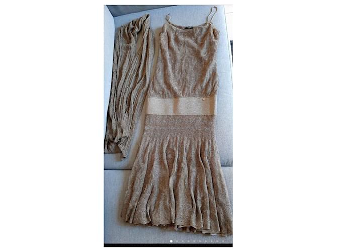 Chanel grey lace effect stole scarf Silvery Bronze - view 4