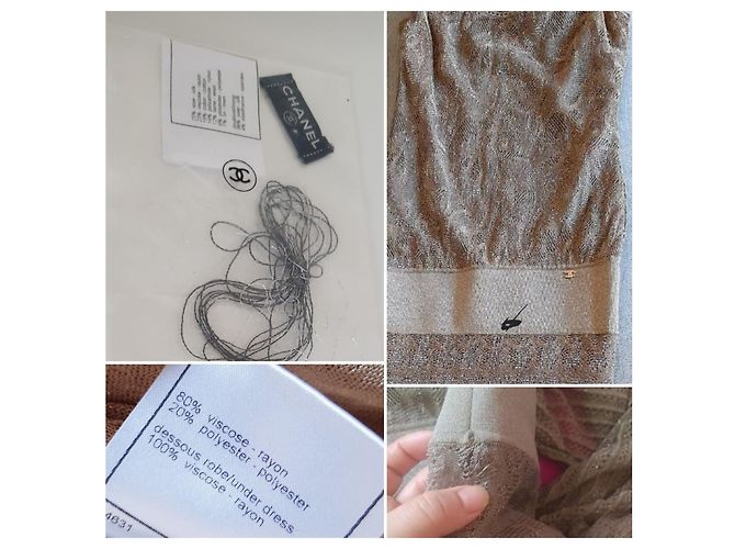 Chanel grey lace effect stole scarf Silvery Bronze - view 7