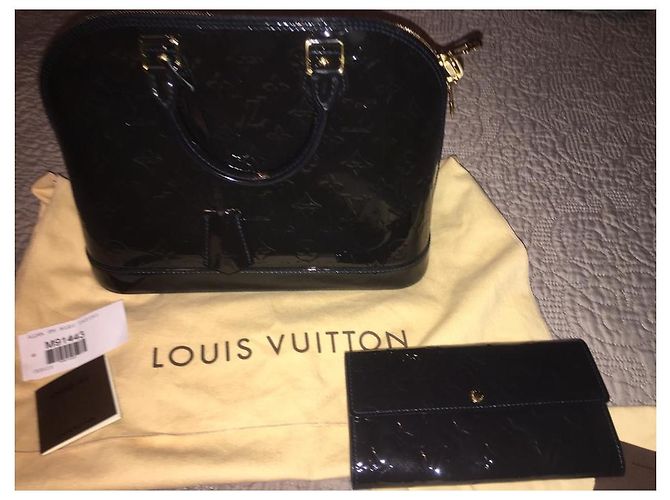 Louis Vuitton Alma Tasche und Geldbörse dunkelblau Leder - Ansicht 7