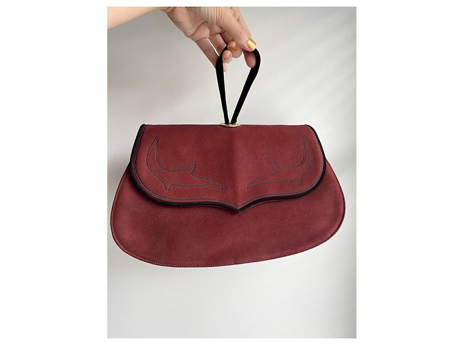 Borsa a mano Philippe Model Bordeaux e Nero Alcantara Bordò - vista 8