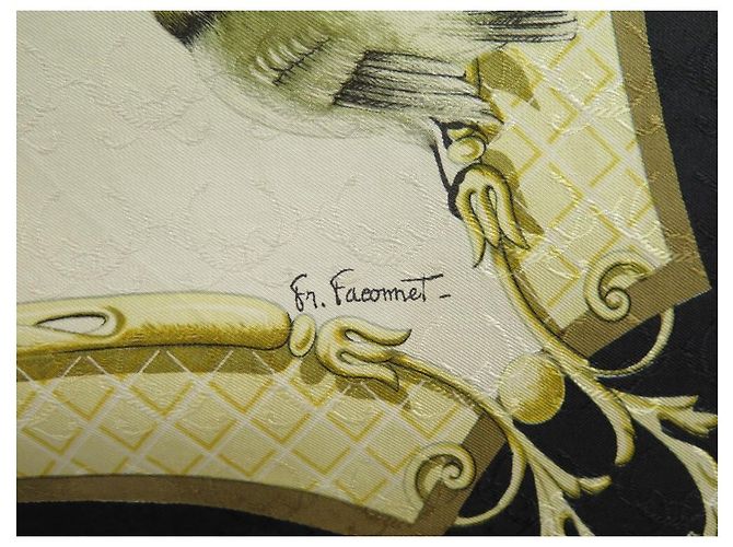 Hermès HERMES FOULARD LA CLE DES CHAMPS FACONNET SQUARE 90 SCIARPA IN SETA BROCHEE IN SETA Nero - vista 5