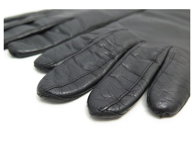 Hermès HERMES LANGE HANDSCHUHE GRÖSSE 6 SCHWARZE LEDERHANDSCHUHE - Ansicht 2