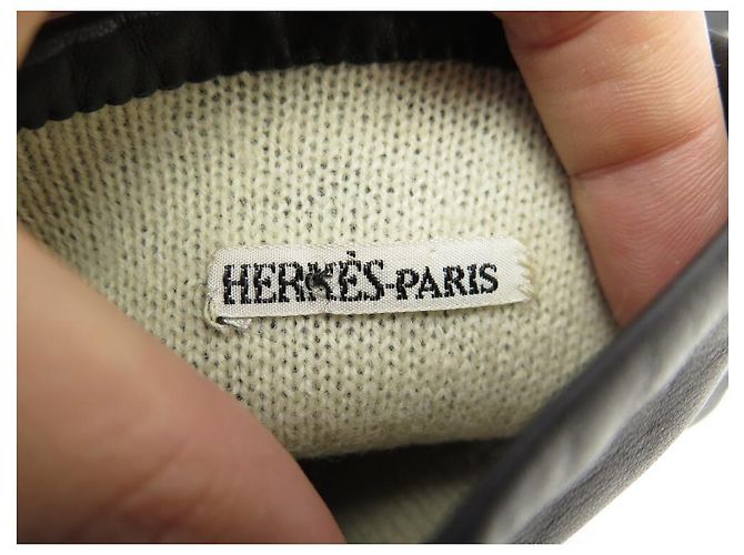 Hermès HERMES LANGE HANDSCHUHE GRÖSSE 6 SCHWARZE LEDERHANDSCHUHE - Ansicht 3