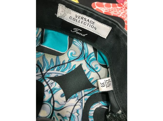 VERSACE-Sammlung 100% Seidenhemd mit Knöpfen Blau - Ansicht 7