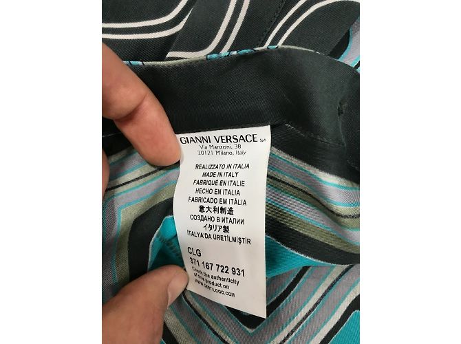 VERSACE-Sammlung 100% Seidenhemd mit Knöpfen Blau - Ansicht 8