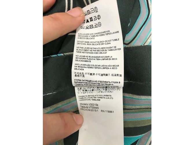 VERSACE-Sammlung 100% Seidenhemd mit Knöpfen Blau - Ansicht 9