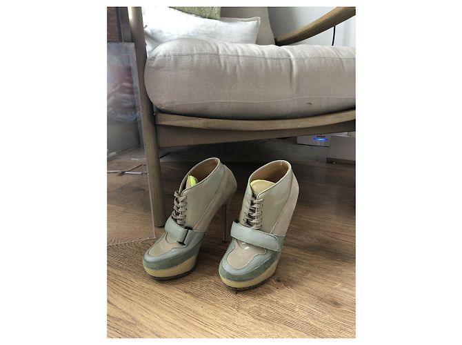 Acne Studios ACE stivaletti stringati color block Beige Taupe Verde chiaro Blu chiaro - vista 2