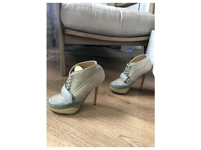 Acne Studios ACE stivaletti stringati color block Beige Taupe Verde chiaro Blu chiaro - vista 3