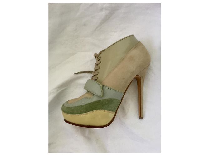 Acne Studios ACE stivaletti stringati color block Beige Taupe Verde chiaro Blu chiaro - vista 5