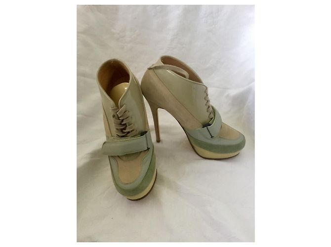 Acne Studios ACE stivaletti stringati color block Beige Taupe Verde chiaro Blu chiaro - vista 6