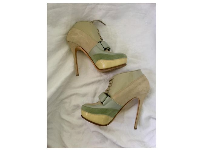 Acne Studios ACE stivaletti stringati color block Beige Taupe Verde chiaro Blu chiaro - vista 8