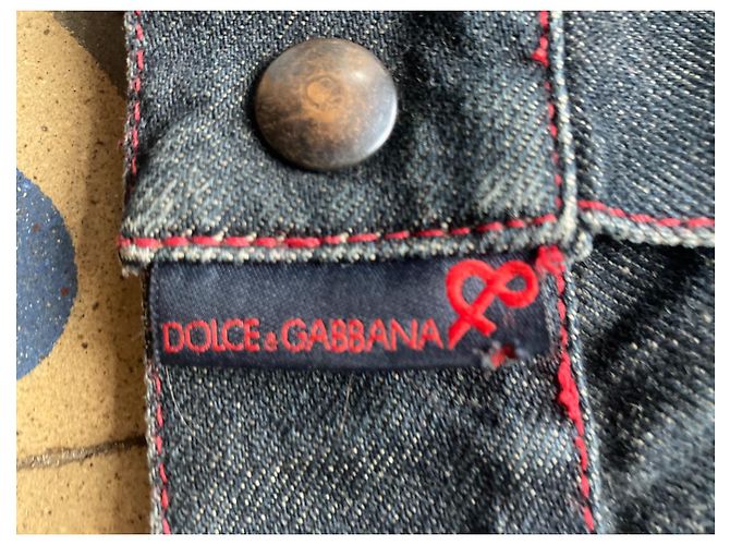 Giacca di jeans Dolce & Gabbana in cotone nero rosso blu navy azzurro Blu chiaro - vista 4