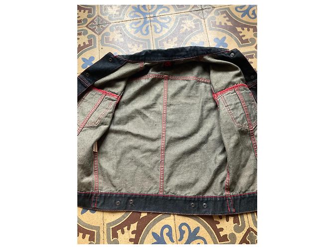 Giacca di jeans Dolce & Gabbana in cotone nero rosso blu navy azzurro Blu chiaro - vista 6
